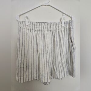 Gentle Fawn White and Blue Striped Linen Shorts with pockets boxer style | XL